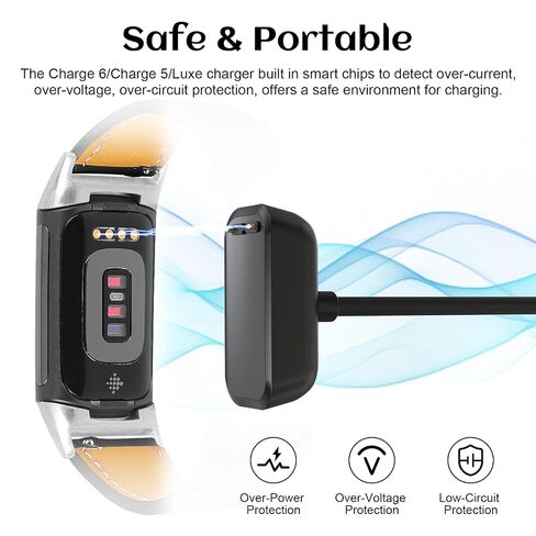 كابل شاحن Sqrmekoko بطول 3.3 قدم لـ Fitbit Charge 5 وCharge 6 وLuxe - سلك شحن USB بديل سريع للشحن السريع والآمن in Kuwait