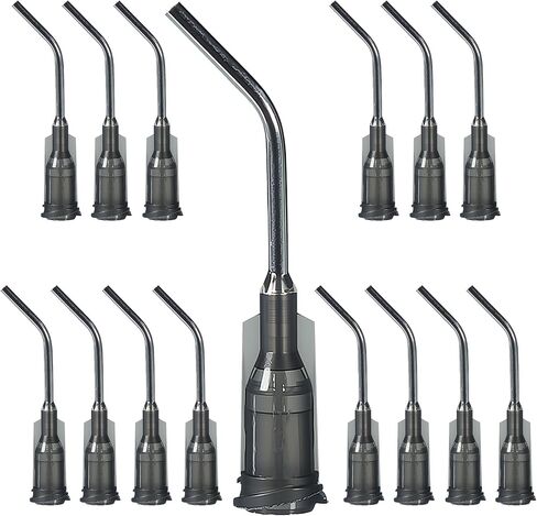 15pcs18G blunt tip glue dispensing nozzles Blunt-nosed needle glue applicator, used for applying industrial liquids, adhesives, inks, perfumes, lip glosses. 45 Degrees Bent 1inches (18G 15pcs) in Saudi Arabia