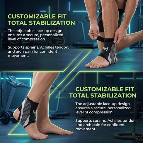 Ankle Brace.Adjustable Velcro Stabilizer, Compression Sleeve for Sprain Relief, Arch and Heel Support, for Running, Walking, Sports.（2 PCS） in Kuwait