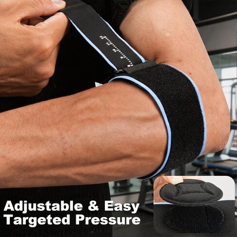 Elbow Brace with Removable Pad for Tennis Elbow & Tendonitis - Adjustable Counterforce Compression Strap for Men Women, Athletic Support for Weightlifting, Basketball, Gym, Fits 8.3-13 Inch Arms in Kuwait