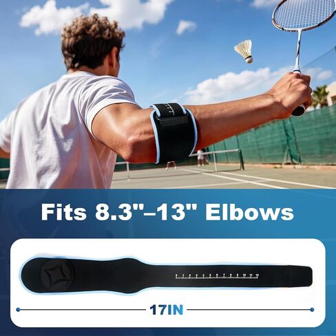 Elbow Brace with Removable Pad for Tennis Elbow & Tendonitis - Adjustable Counterforce Compression Strap for Men Women, Athletic Support for Weightlifting, Basketball, Gym, Fits 8.3-13 Inch Arms in Kuwait