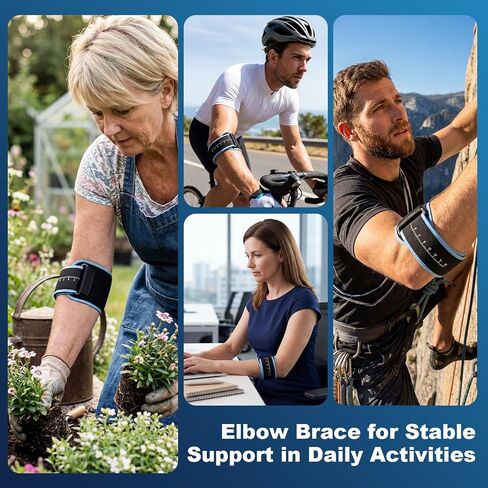 Elbow Brace with Removable Pad for Tennis Elbow & Tendonitis - Adjustable Counterforce Compression Strap for Men Women, Athletic Support for Weightlifting, Basketball, Gym, Fits 8.3-13 Inch Arms in Kuwait