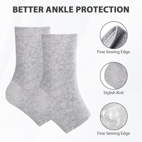 2 Pairs Bamboo Compression Socks, Soft Bamboo Foot Ankle Sleeves, Suitable for Cold Protection Against Swelling of Feet and Sprains (Gray, One Size) in Kuwait