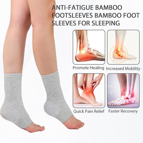2 Pairs Bamboo Compression Socks, Soft Bamboo Foot Ankle Sleeves, Suitable for Cold Protection Against Swelling of Feet and Sprains (Gray, One Size) in Kuwait