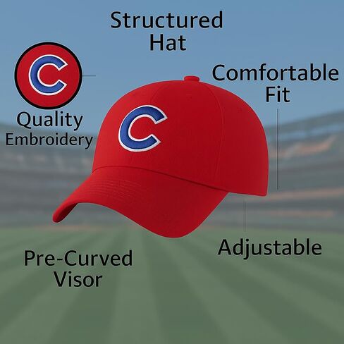 Officially Licensed Chicago Baseball Red MVP Hat Adjustable Cubs Classic Team Logo Embroidered Structured Cap in Kuwait