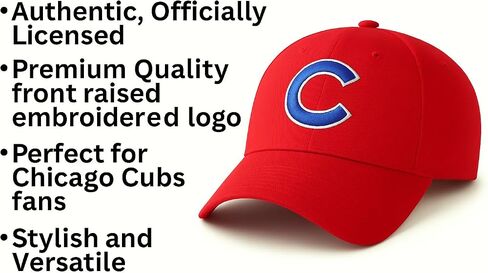 Officially Licensed Chicago Baseball Red MVP Hat Adjustable Cubs Classic Team Logo Embroidered Structured Cap in Kuwait