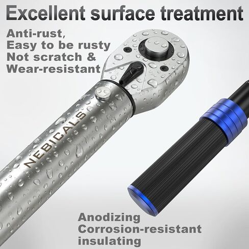 9PCS Torque Wrench Set 1/4 20-220 Inlb,3/8 5-45 &1/2 10-170 Ftlb,6 extension bar&adapter,±3% Accuracy,72 T,Dual Scale,Chrome plated, anti-rust,not scratch&wear-resistant than Black,DIY,car,bike&truck in Kuwait