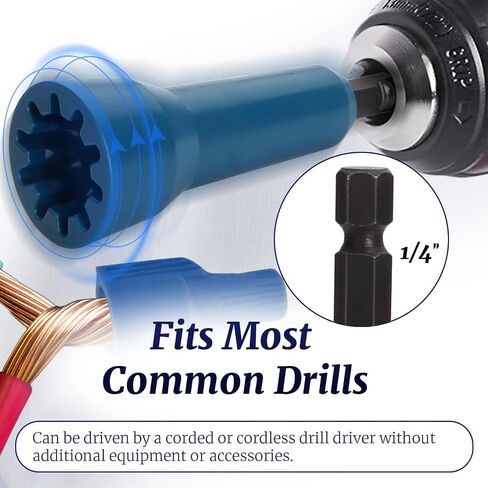 4 PCS Wire Nut Twister，Fast Wire Twister Tool for Drill，Wire Nut Twiter for Drill, Spin Twist Wire Connector Socket, Wire Connector Driver with 1/4" Chuck，Wire Stripping and Twisting Tool in Kuwait