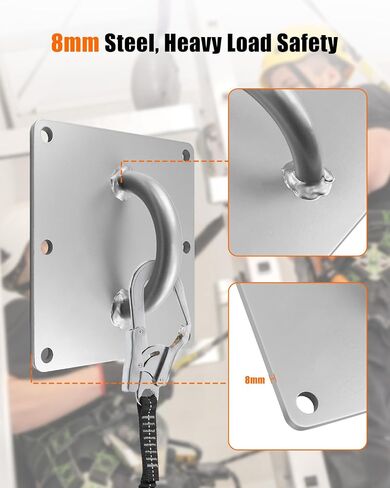 7.8 x 7.8 Inch D-Ring Anchor Plate for Concrete Walls Ceilings Columns, Heavy Duty Reusable Fall Protection D-Plate Anchor, Thickness 8mm in Kuwait