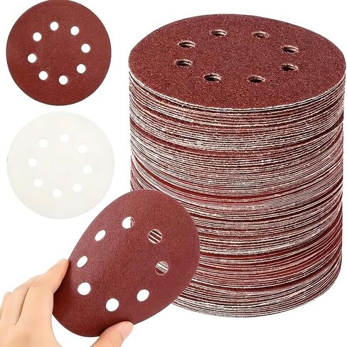 10 PCS 5-Inch Sanding Discs – #60 Hook & Loop Sandpaper for Woodworking, Metal Refinishing, Compatible with Power Sanders, Surface Smoothing & Paint Prep in Kuwait