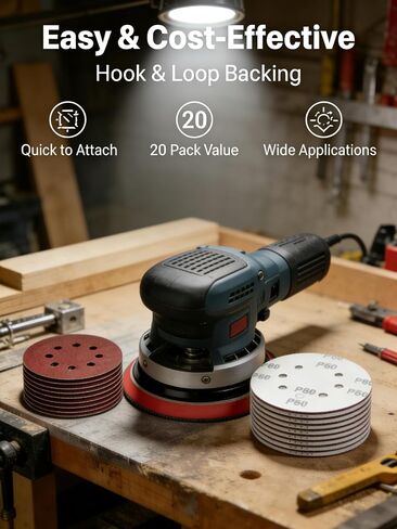 10 PCS 5-Inch Sanding Discs – #60 Hook & Loop Sandpaper for Woodworking, Metal Refinishing, Compatible with Power Sanders, Surface Smoothing & Paint Prep in Kuwait