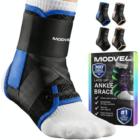 MODVEL Slim Lace Up Ankle Brace, Adjustable Ankle Braces for Men, Ankle Brace for Women, Ankle Support for Women – Figure 8 Ankle Brace Strapping with Soft Pads for Sprained Joint Stability Ankle Wrap in Kuwait