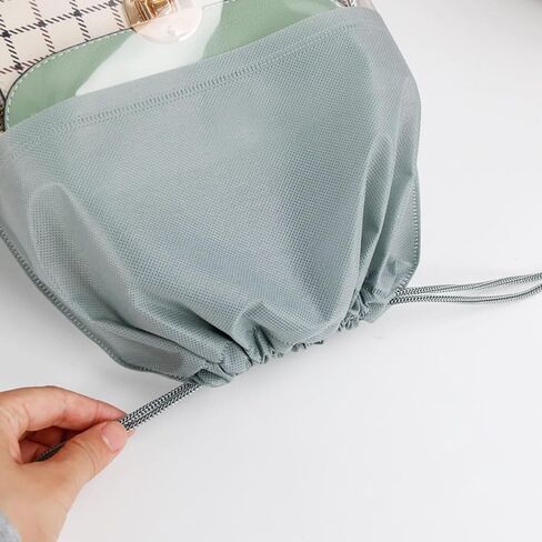 4pcs ​Drawstring Dust Bags with Clear Window, Grey Dust Covers for Handbags Purses Storage, 4 Sizes Travel Organizer​, Grey in Kuwait