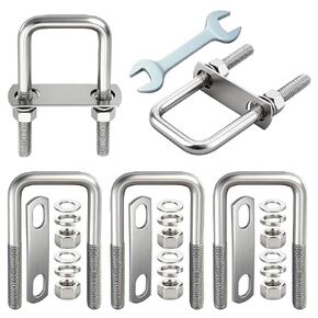 5Sets M12 Thread Heavy Duty Square U-Bolts, 4-1/2" L x 2-1/16" W, 304 Stainless Steel U-Bolts with Bolt Plate Washers Nuts and Wrench in Kuwait