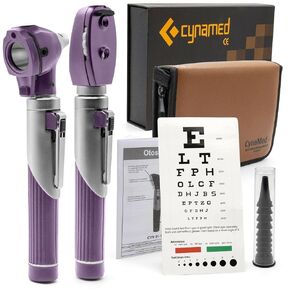 Cynamed Duplex Otoscope Set - Multi-Function Ear Scope for Ear & Eye Examination - Includes Zipper Case and Gift Box (Purple) in Kuwait