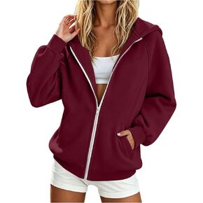 Zip Up Hoodie Women Long Sleeve Athletic Casual Oversized Tops with Pocket | Soft Comfy Casual Jacket,Back to School Athletic Clothing,Loose Fit Trendy Streetwear in Kuwait