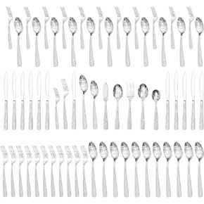 HIKAA 40PCS Stainless Steel Silverware Set, Modern Flatware Set for Kitchen, Mirror Polished Cutlery Set with Forks, Spoons and Knives，Dishwasher Safe in Saudi Arabia