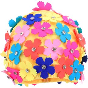 UPKOCH Floral Swim Cap for Women, Retro 3D Flower Bathing Hat with Rhinestones, Fabric Swimming Caps for Long Short Hair Pool Beach Cute Ladies Swimwear Accessories in Kuwait