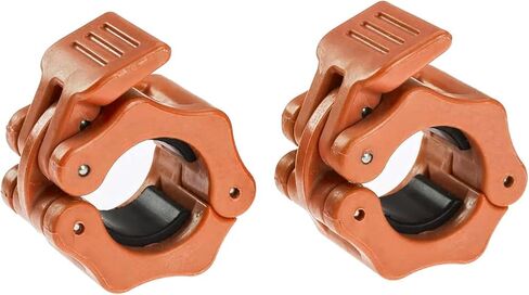 1 Inch Barbell Clamps - Quick Release Pair of Locking 1'' Diameter Standard Bar Weight Plates Collar Clips for Workout Weightlifting Fitness Training Bodybuilding (Orange) in Kuwait