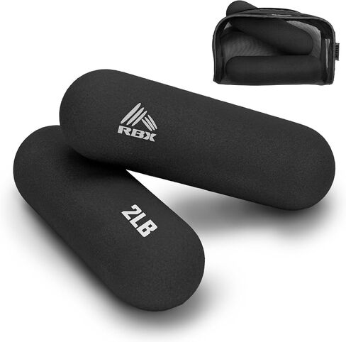 RBX 4LB Pair Neoprene Hand Weight Bars, Ergonomic Pill Shape Weights, Non-Slip Grip, Balanced Design for Controlled Workouts, Includes Mesh Storage Bag, Home Exercise Equipment in Kuwait