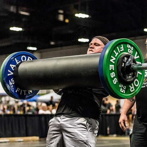 قضيب تسجيل Valor Fitness Strongman - معدات قوية للخدمة الشاقة لرفع الأثقال والضغط والمنافسة وتدريبات القوة - متوفرة بأثقال تمرين مقاس 8 أو 10 أو 12 بوصة in Kuwait
