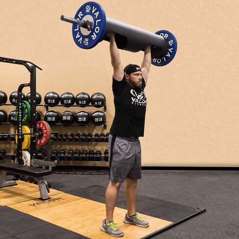 قضيب تسجيل Valor Fitness Strongman - معدات قوية للخدمة الشاقة لرفع الأثقال والضغط والمنافسة وتدريبات القوة - متوفرة بأثقال تمرين مقاس 8 أو 10 أو 12 بوصة in Kuwait