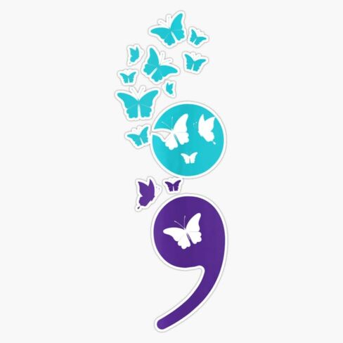 فراشة فاصلة منقوطة الانتحار الوعي الصحة العقلية ملصق ملصق حائط من الفينيل‏ سيارة محمول جدار نافذة ملصقات للسيارة متعددة الأشكال 5" in Kuwait