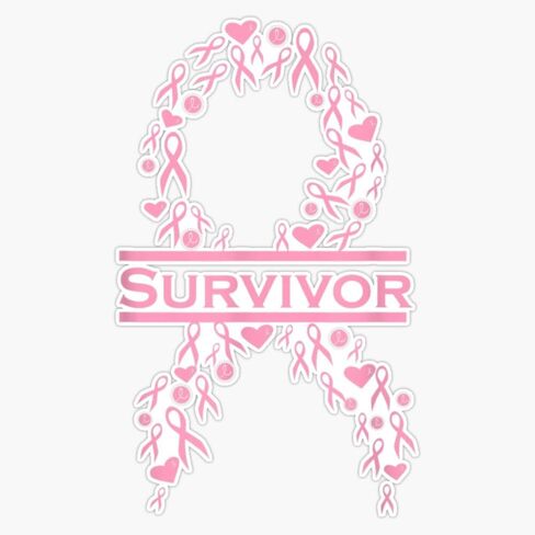 Breast Cancer Survivor Pink Ribbon Awareness Sticker Vinyl Decal Car Laptop Wall Window Bumper Sticker 5" in Kuwait