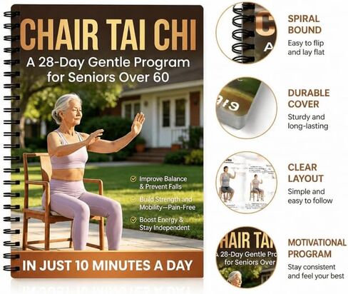 28-Day Chair Tai Chi Planner for Seniors 60+ – Spiral-Bound Seated Exercise Log, Balance & Fall Prevention Tracker, Low-Impact Strength & Mobility Journal in Kuwait
