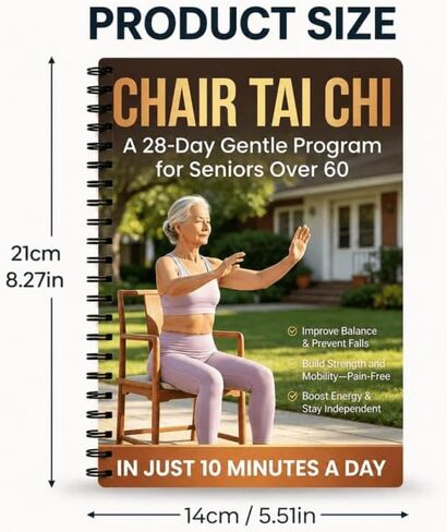 28-Day Chair Tai Chi Planner for Seniors 60+ – Spiral-Bound Seated Exercise Log, Balance & Fall Prevention Tracker, Low-Impact Strength & Mobility Journal in Kuwait