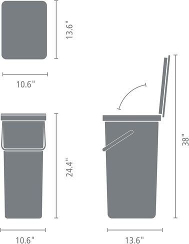 Brabantia Sort & Go Recycle Bin 10.6 Gallon/40L (Soft Beige), Space-Efficient Recycle Container with Handle, Kitchen Garbage Can with Removable, Stay-Open Lid, Easy-to-Clean Trash Can for Kitchen in Kuwait