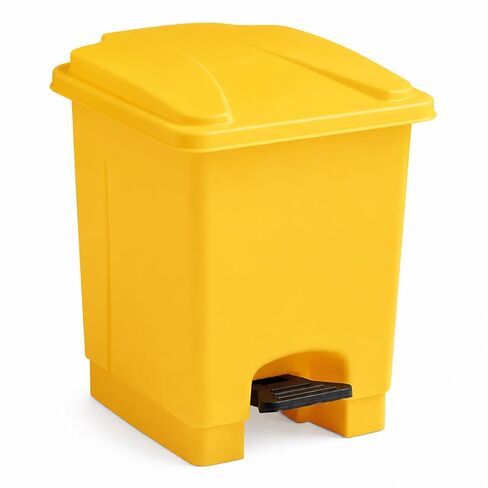 16 Qt / 4 Gallon Rectangular Step-On Trash Can, Polypropylene Hands-Free Waste Bin with Hinged Lid, Compact Indoor Garbage Can for Bathroom, Garage, Restaurant, School, and Commercial Use (Gray) in Kuwait