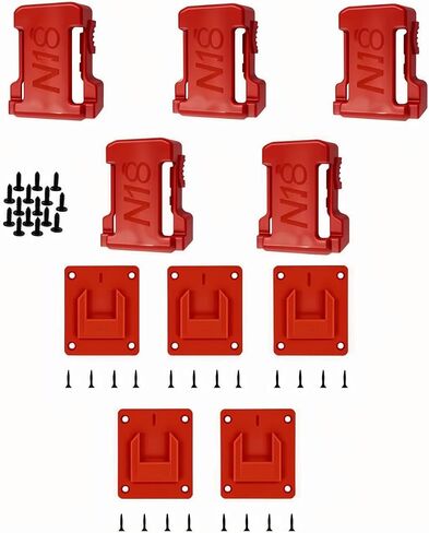 M18 Battery Holder and Tool Holders for Milwaukee M18 18V 5pc Wall Mount Hanger Battery plate 5pc Drill Tool Storage Shelf with Screwsbandsaw mount bracket in Kuwait
