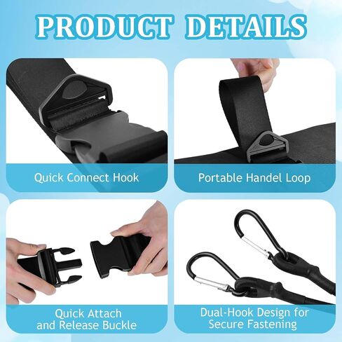 2 Set Multifunctional Floating Mat Straps with Quick-Release Buckles 59" Rope Hanger and Adjustable Floating Water Pad Strap-Attach Eyelets & Carry Loops for Secure Lily Pad to Boat Cleat or Rail in Kuwait