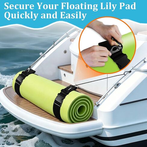 2 Set Multifunctional Floating Mat Straps with Quick-Release Buckles 59" Rope Hanger and Adjustable Floating Water Pad Strap-Attach Eyelets & Carry Loops for Secure Lily Pad to Boat Cleat or Rail in Kuwait