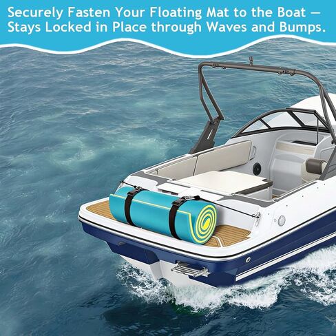 2 Set Multifunctional Floating Mat Straps with Quick-Release Buckles 59" Rope Hanger and Adjustable Floating Water Pad Strap-Attach Eyelets & Carry Loops for Secure Lily Pad to Boat Cleat or Rail in Kuwait