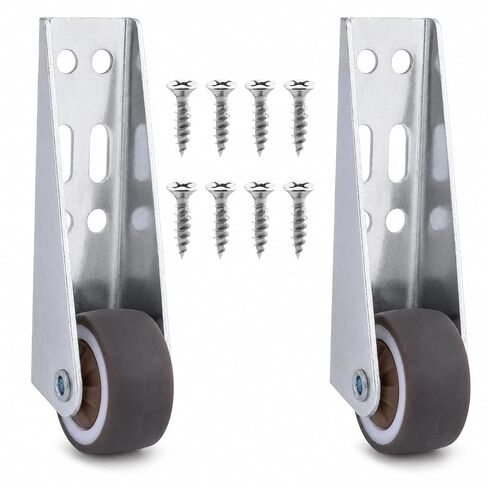 2 PCS Low Profile Casters, Rubber Low Profile Caster Wheels, Non-Slip Side Mount Caster Wheels for Room Door, Storage Box, Underbed Drawer, Cabinet,Bookcase(Silver, 0.8") in Kuwait