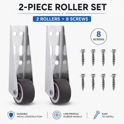 2 PCS Low Profile Casters, Rubber Low Profile Caster Wheels, Non-Slip Side Mount Caster Wheels for Room Door, Storage Box, Underbed Drawer, Cabinet,Bookcase(Silver, 0.8") in Kuwait