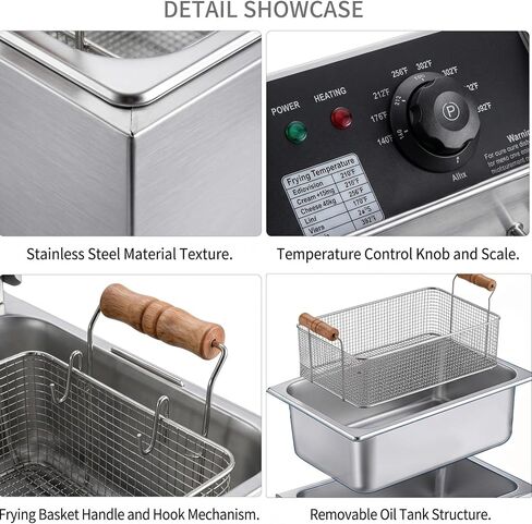 Commercial Deep Fryer with Basket, 12.7QT/12L Large Capacity Electric Oil Fryer, 3400W Stainless Steel Countertop Fryer with Temperature Control & Lids for Restaurant Home Kitchen in Kuwait
