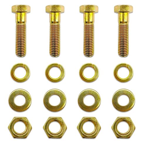 (1 Set) 9/16-18x2-1/2" Grade 8 Hex Cap Bolts Screws, Nuts, Flat & Lock Washers Yellow Pintle Set in Kuwait