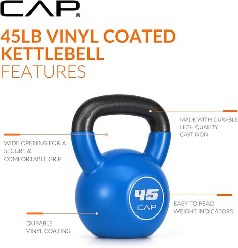 CAP Vinyl Coated Cast Iron Kettlebell, 45 LB Home Gym Weight in Kuwait
