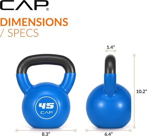 CAP Vinyl Coated Cast Iron Kettlebell, 45 LB Home Gym Weight in Kuwait