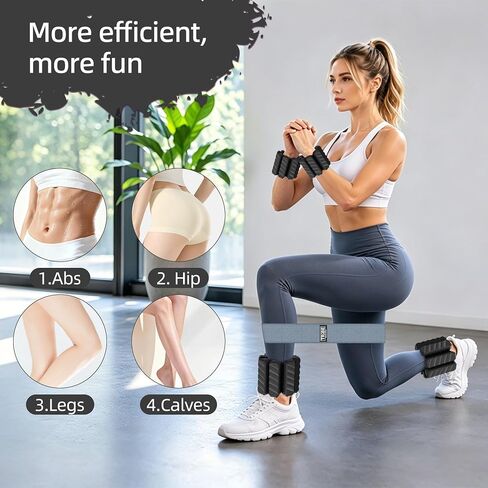Adjustable Wearable Pilates Wrist & Ankle Weights For Women & Men | with Resistance Loop Exercise Bands, 2LBS Weights Silicone Wrist Bangles，Workout, Travel, Yoga, Barre, Strength Training in Kuwait
