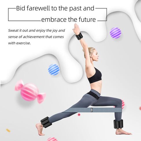 Adjustable Wearable Pilates Wrist & Ankle Weights For Women & Men | with Resistance Loop Exercise Bands, 2LBS Weights Silicone Wrist Bangles，Workout, Travel, Yoga, Barre, Strength Training in Kuwait