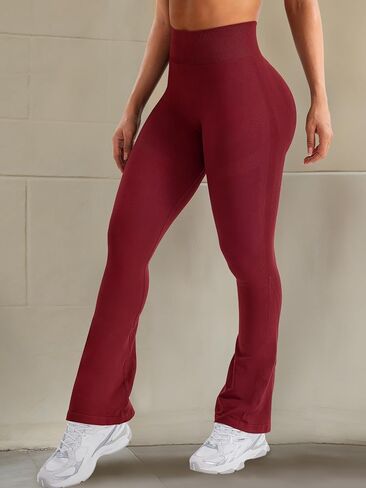 Women's Mini Flare Workout Butt Lifting Hidden Scrunch Seamless Yoga Legging Pants in Kuwait