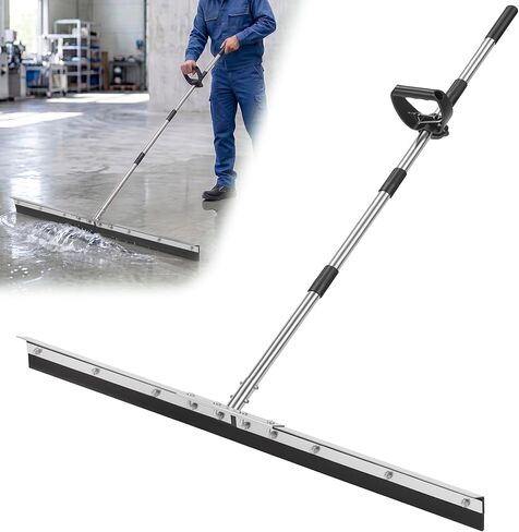 33.4" Large Floor Squeegee for Concrete, Heavy Duty Silicone Blade Squeegee for Floor, Ergonomic D-Handle with Anti-Splash Stainless Steel Curved Baffle for Warehouse Workshop Outdoor in Kuwait