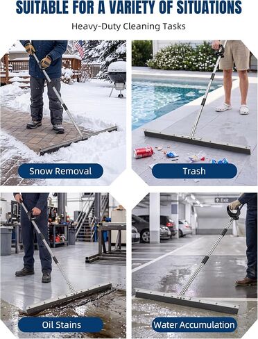 33.4" Large Floor Squeegee for Concrete, Heavy Duty Silicone Blade Squeegee for Floor, Ergonomic D-Handle with Anti-Splash Stainless Steel Curved Baffle for Warehouse Workshop Outdoor in Kuwait