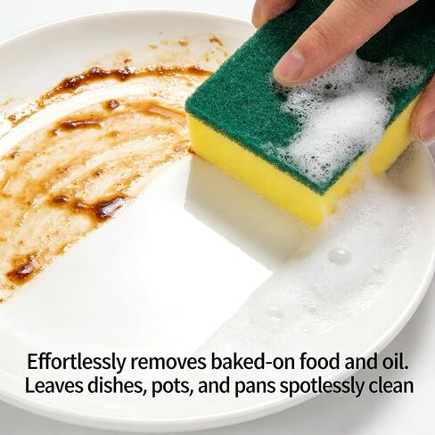 12Pcs Dish Sponge Scrubber, Kitchen Sponges for Cleaning, Sponge Scrub Cloth, Multi-Surface Safe Non-Scratch Dishwashing Sponge, Suitable for Dishes, Pots, Pans, Countertops and Bathroom Cleaning in Kuwait