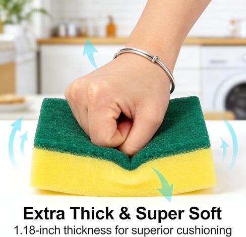 12Pcs Dish Sponge Scrubber, Kitchen Sponges for Cleaning, Sponge Scrub Cloth, Multi-Surface Safe Non-Scratch Dishwashing Sponge, Suitable for Dishes, Pots, Pans, Countertops and Bathroom Cleaning in Kuwait