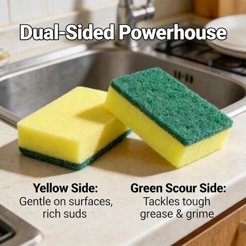 12Pcs Dish Sponge Scrubber, Kitchen Sponges for Cleaning, Sponge Scrub Cloth, Multi-Surface Safe Non-Scratch Dishwashing Sponge, Suitable for Dishes, Pots, Pans, Countertops and Bathroom Cleaning in Kuwait